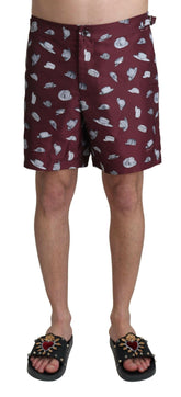 Dolce & Gabbana Maroon Hats Print Beachwear Shorts Swimwear -   -  Dolce & Gabbana.